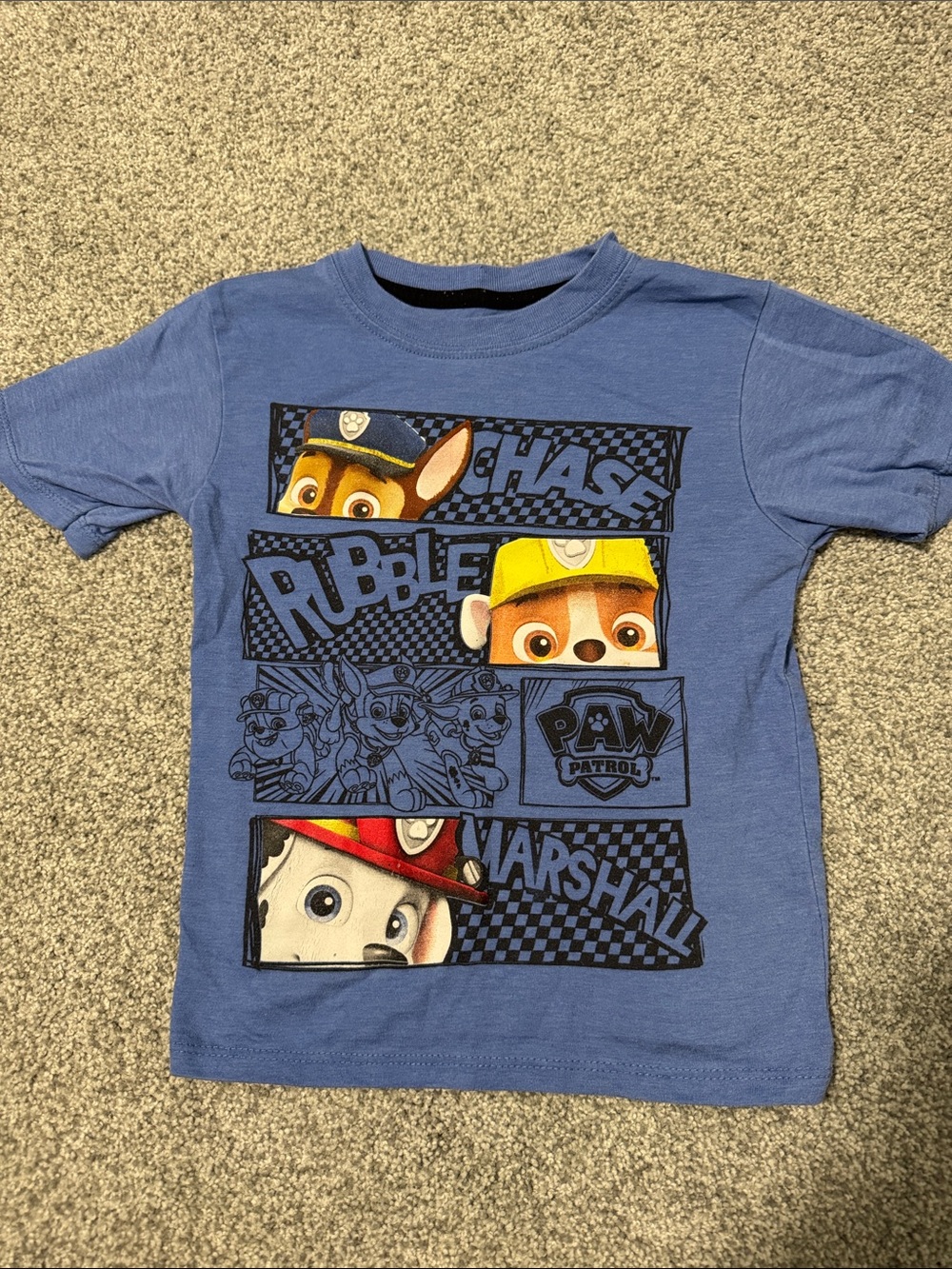 Paw Patrol Blue Short Sleeve Tee with Chase Rubble Marshall Graphic